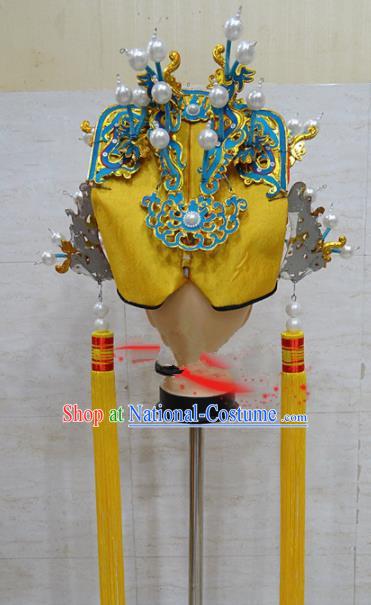 Chinese Traditional Beijing Opera Royal Highness Hat Ancient Emperor Helmet Headwear for Adults