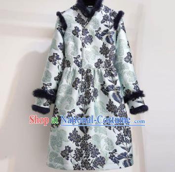 Chinese Traditional Tang Suit Costume Cotton Wadded Qipao Dress Cheongsam for Women