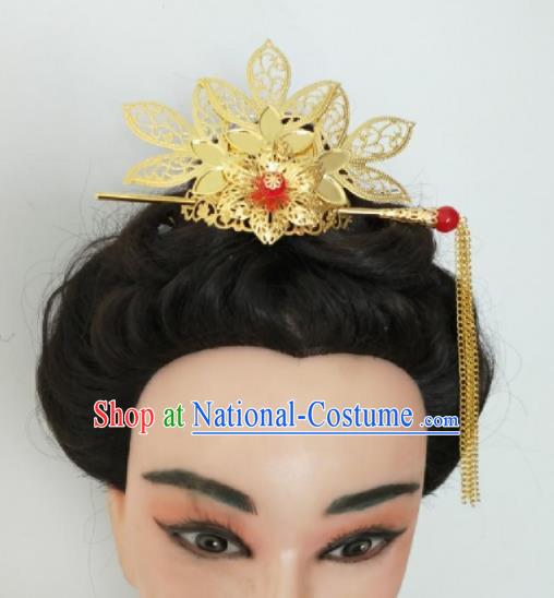 Chinese Traditional Hair Accessories Ancient Princess Golden Lotus Hair Crown for Women