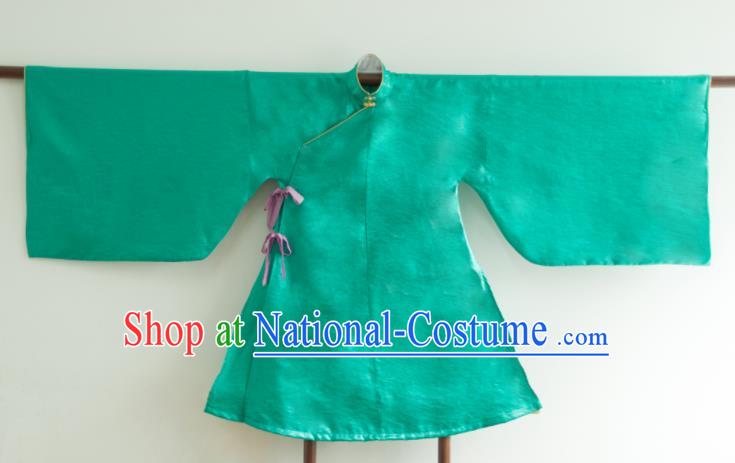 Chinese Ancient Princess Historical Costume Ming Dynasty Green Silk Blouse for Women