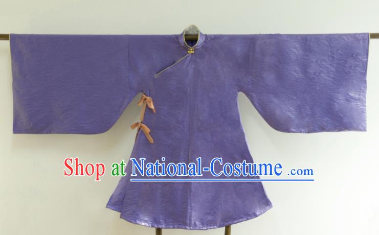 Chinese Ancient Princess Historical Costume Ming Dynasty Purple Silk Blouse for Women