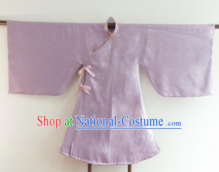 Chinese Ancient Princess Historical Costume Ming Dynasty Lilac Silk Blouse for Women