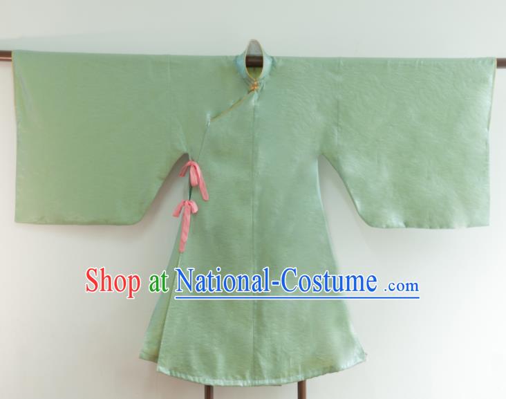 Chinese Ancient Princess Historical Costume Ming Dynasty Light Green Silk Blouse for Women