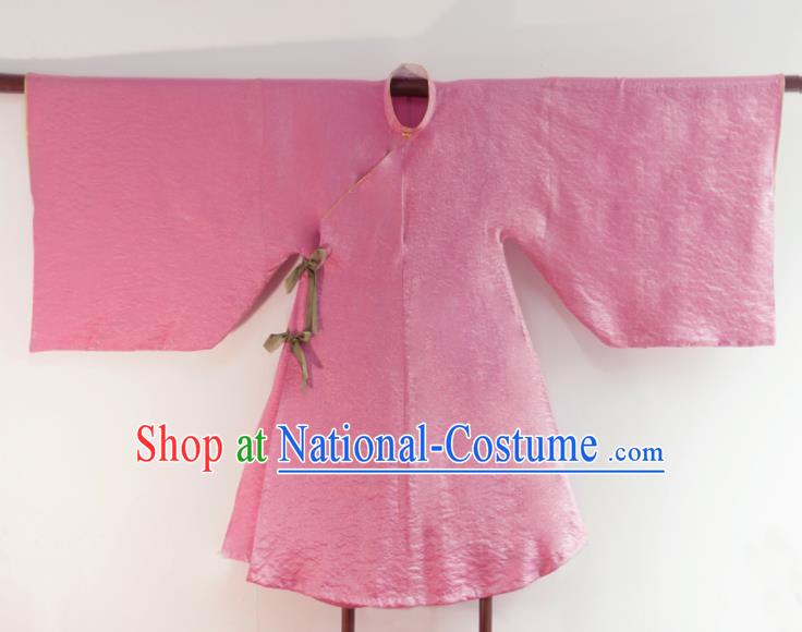 Chinese Ancient Princess Historical Costume Ming Dynasty Rosy Silk Blouse for Women