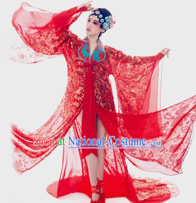 Chinese Ancient Beijing Opera Costumes Traditional Imperial Concubine Red Hanfu Dress for Women