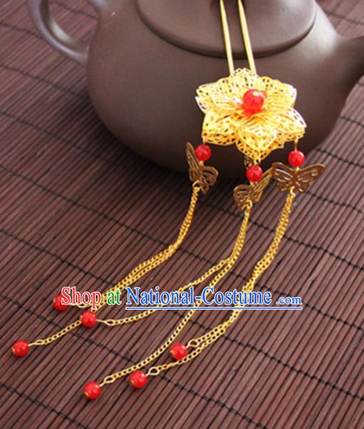 Chinese Traditional Wedding Hair Accessories Ancient Princess Golden Hairpins for Women