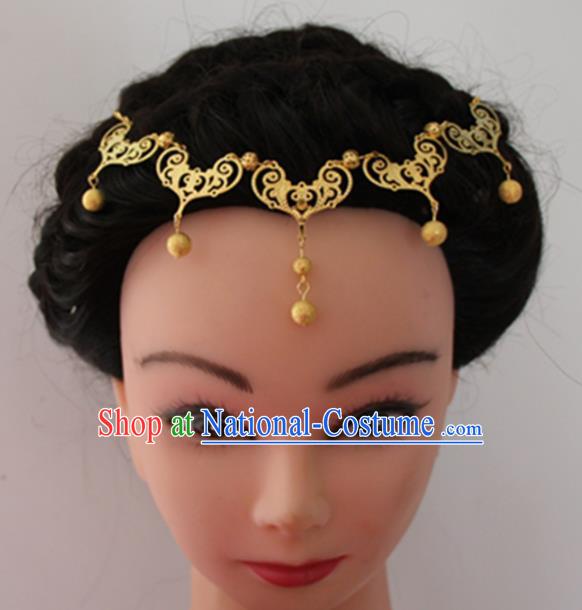 Chinese Traditional Wedding Hair Accessories Ancient Princess Golden Tassel Hair Clasp for Women