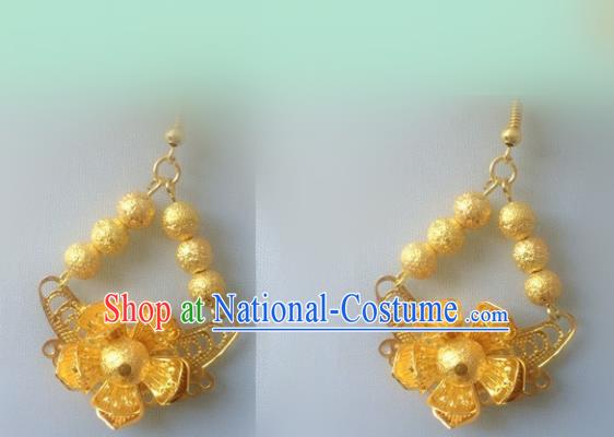 Chinese Traditional Accessories Wedding Golden Tassel Earrings for Women