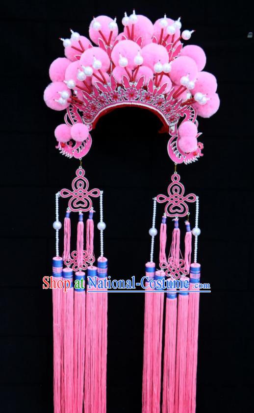 Chinese Traditional Beijing Opera Diva Hair Accessories Peking Opera Pink Venonat Phoenix Coronet