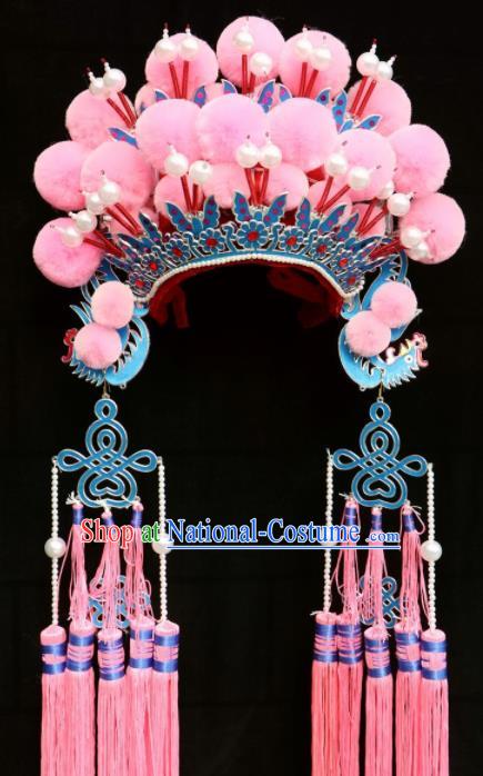 Chinese Traditional Beijing Opera Diva Hair Accessories Peking Opera Princess Pink Venonat Phoenix Coronet