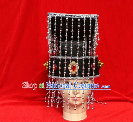 Chinese Traditional Beijing Opera Hat Peking Opera Emperor Tassel Black Hat