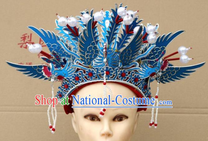 Chinese Traditional Beijing Opera Diva Hair Accessories Peking Opera Queen Three Phoenix Coronet