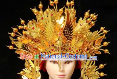 Chinese Traditional Beijing Opera Diva Hair Accessories Peking Opera Imperial Consort Golden Phoenix Coronet