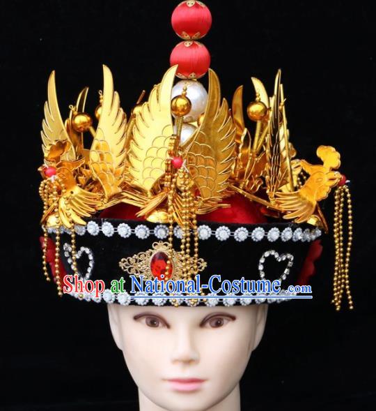 Chinese Traditional Beijing Opera Hair Accessories Ancient Qing Dynasty Imperial Consort Hat Phoenix Coronet