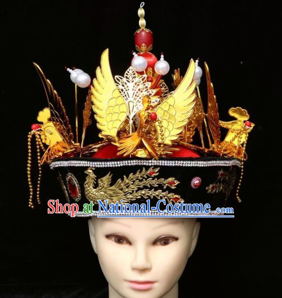 Chinese Traditional Beijing Opera Hair Accessories Ancient Qing Dynasty Imperial Consort Phoenix Hat