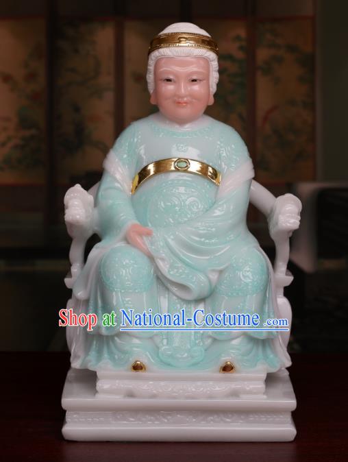 Chinese Traditional Religious Supplies Green Earth Grandmother Statue Taoism Accessories