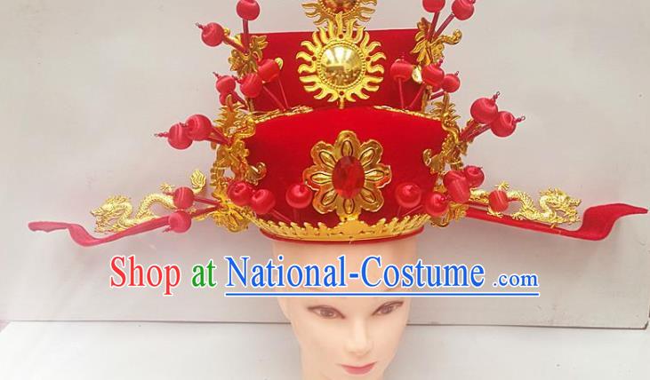 Chinese Traditional Beijing Opera Niche Headwear Peking Opera Number One Scholar Red Hat