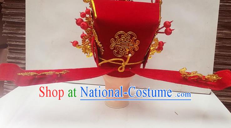 Chinese Traditional Beijing Opera Niche Headwear Peking Opera Number One Scholar Red Hat