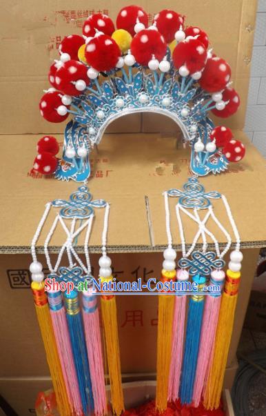 Chinese Traditional Beijing Opera Queen Hair Accessories Ancient Bride Butterfly Phoenix Coronet