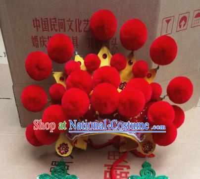 Chinese Traditional Beijing Opera Queen Red Venonat Hair Accessories Ancient Bride Phoenix Coronet