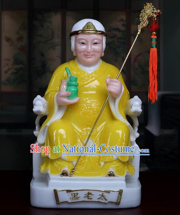 Chinese Traditional Religious Supplies Feng Shui Goddess Yellow Cloth Statue Taoism Decoration