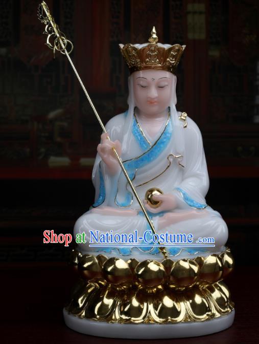 Chinese Traditional Religious Supplies Feng Shui Ksiti Garbha Blue Cloth Statue Buddhism Decoration