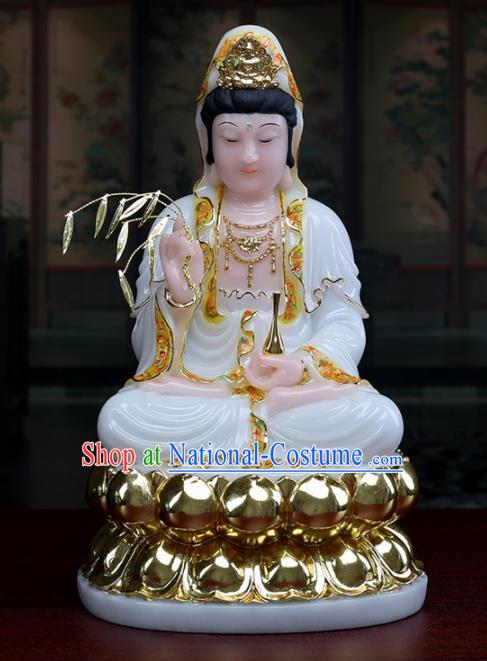 Chinese Traditional Religious Supplies Feng Shui Avalokitesvara White Cloth Statue Buddhism Decoration