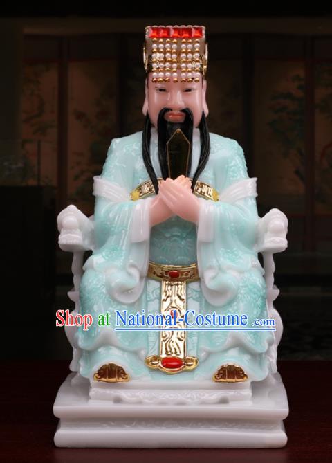 Chinese Traditional Religious Supplies Feng Shui Green Cloth Taoism Supreme Deity Statue Decoration