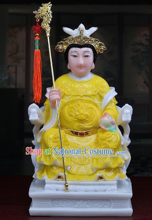 Chinese Traditional Religious Supplies Feng Shui Yellow Cloth Taoism Heavenly Queen Statue Decoration