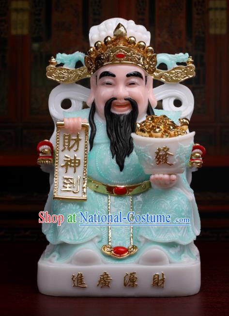 Chinese Traditional Religious Supplies Feng Shui Blue Clothing Taoism Wealth God Decoration