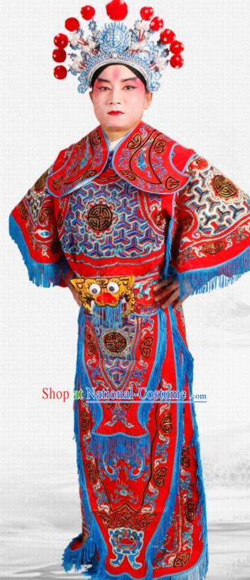 Chinese Traditional Beijing Opera Takefu Costume Ancient Warrior Red Clothing