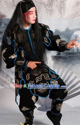 Chinese Traditional Beijing Opera Takefu Black Costume Ancient Imperial Bodyguard Clothing