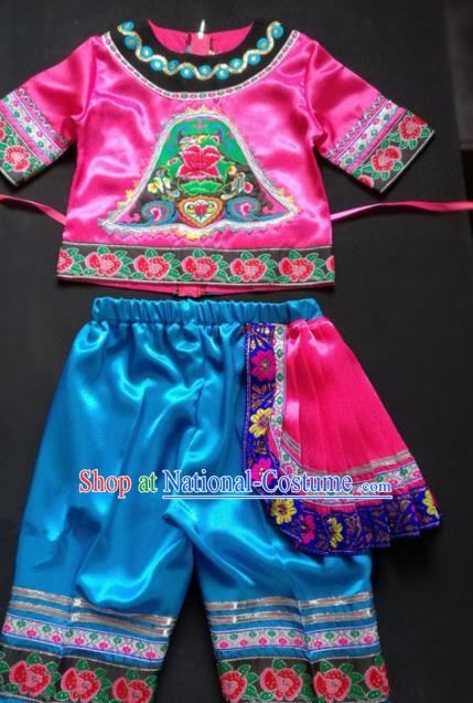 Chinese Traditional Miao Nationality Costume Ethnic Children Folk Dance Clothing for Kids