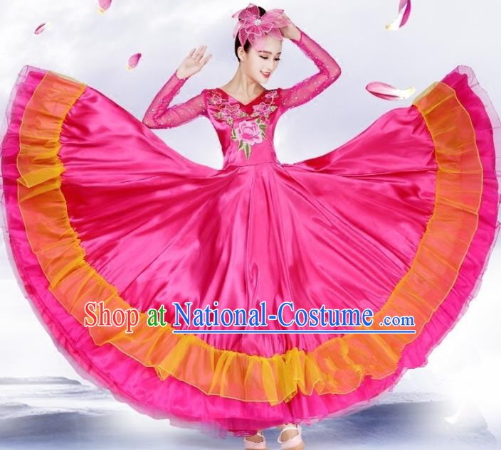 Top Grade Opening Dance Costume Classical Chorus Group Rosy Dress for Women