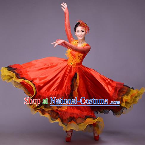 Top Grade Opening Dance Modern Dance Costume Classical Chorus Group Red Dress for Women