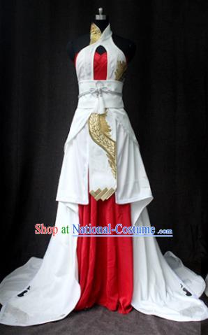 Top Grade Cosplay Princess Costume Halloween Swordswoman White Dress for Women