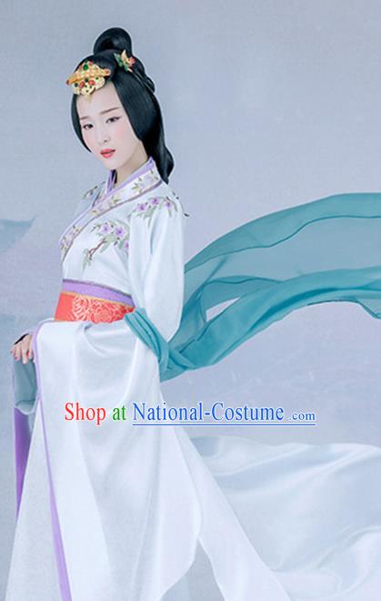 Chinese Ancient Peri Hanfu Dress Traditional Han Dynasty Imperial Consort Costume and Headpiece for Women