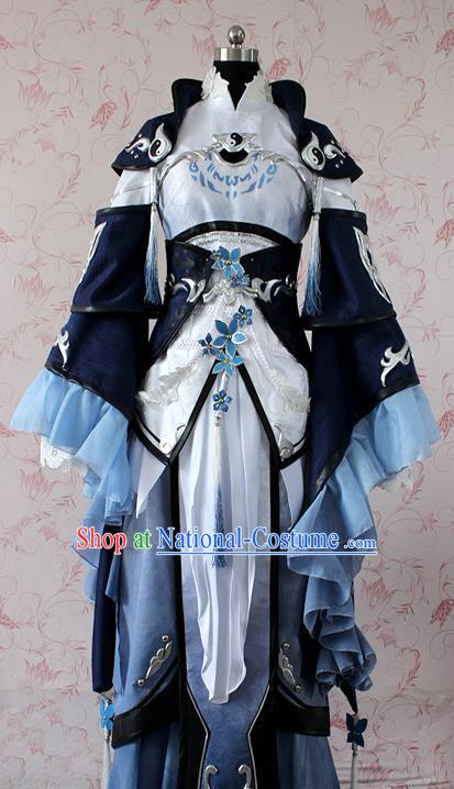 Chinese Ancient Swordswoman Costume Traditional Cosplay Peri Princess Dress for Women