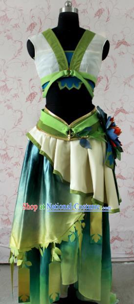 Chinese Ancient Female Swordsman Peri Costume Traditional Cosplay Princess Green Dress for Women