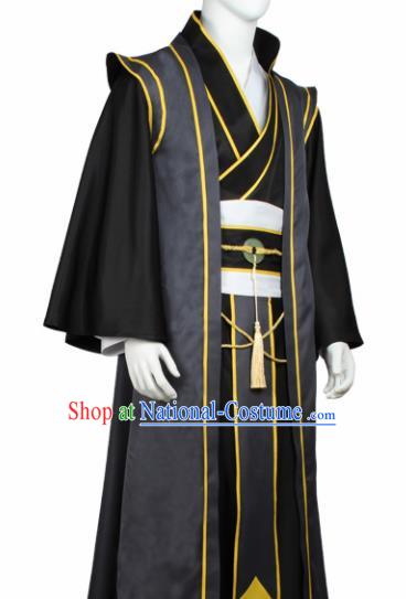 Chinese Ancient Imperial Bodyguard Black Costume Traditional Cosplay Swordsman Clothing for Men