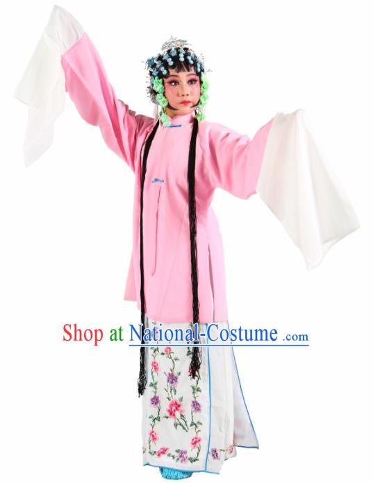 Traditional Chinese Beijing Opera Children Costume Peking Opera Diva Pink Cloak for Kids