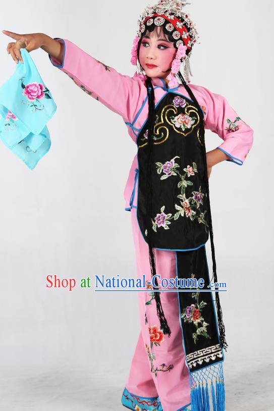 Traditional Chinese Beijing Opera Children Costume Peking Opera Maidservants Black Vest Clothing for Kids