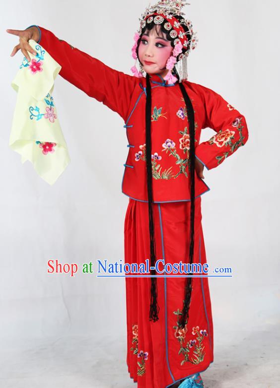 Traditional Chinese Beijing Opera Children Costume Peking Opera Maidservants Red Dress for Kids