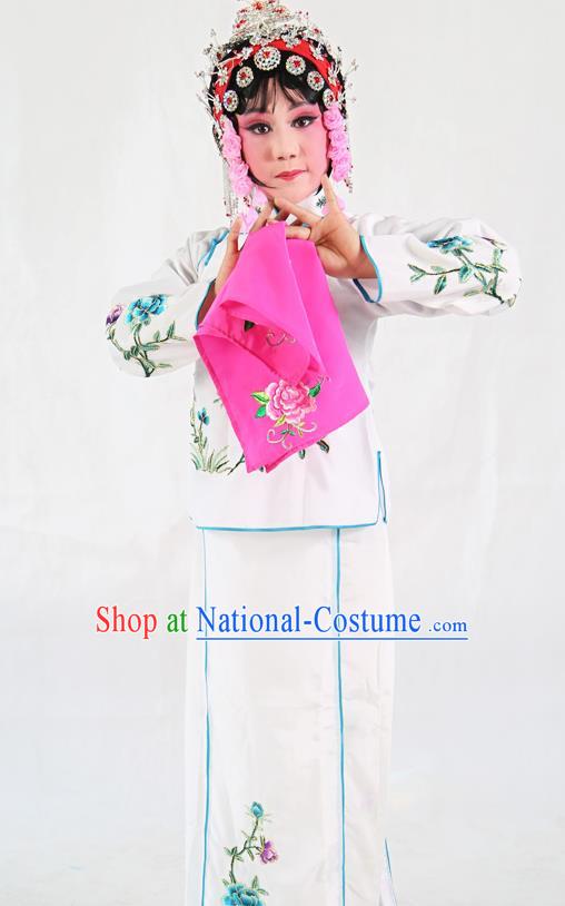 Traditional Chinese Beijing Opera Children Costume Peking Opera Maidservants White Dress for Kids