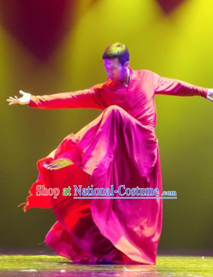 Traditional Chinese Classical Dance Costume China Martial Arts Dance Red Clothing for Men