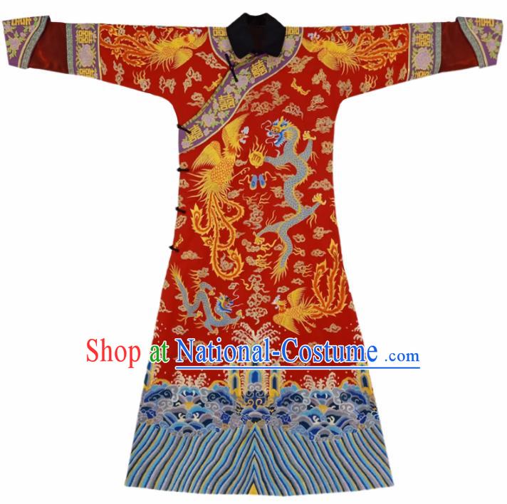 Traditional Chinese Qing Dynasty Queen Hanfu Ancient Empress Red Historical Costume for Women