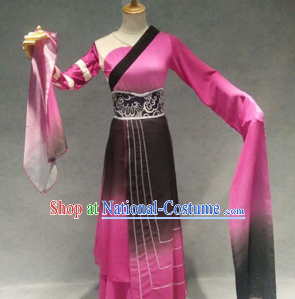 Traditional Chinese Classical Dance Costume China Stage Performance Dance Rosy Dress for Women