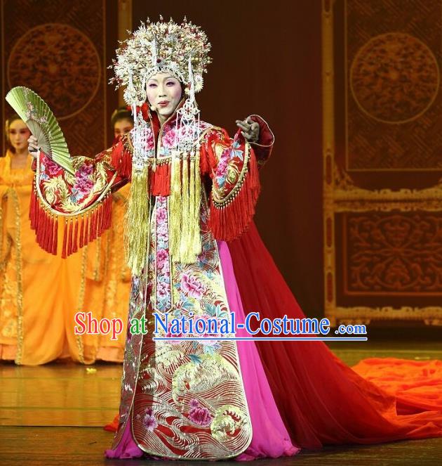 Traditional Chinese Ancient Beijing Opera Imperial Concubine Red Historical Costume Complete Set