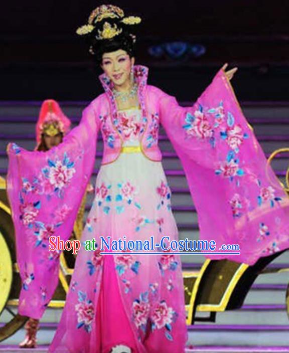 Traditional Chinese Ancient Tang Dynasty Imperial Concubine Pink Historical Costume Complete Set