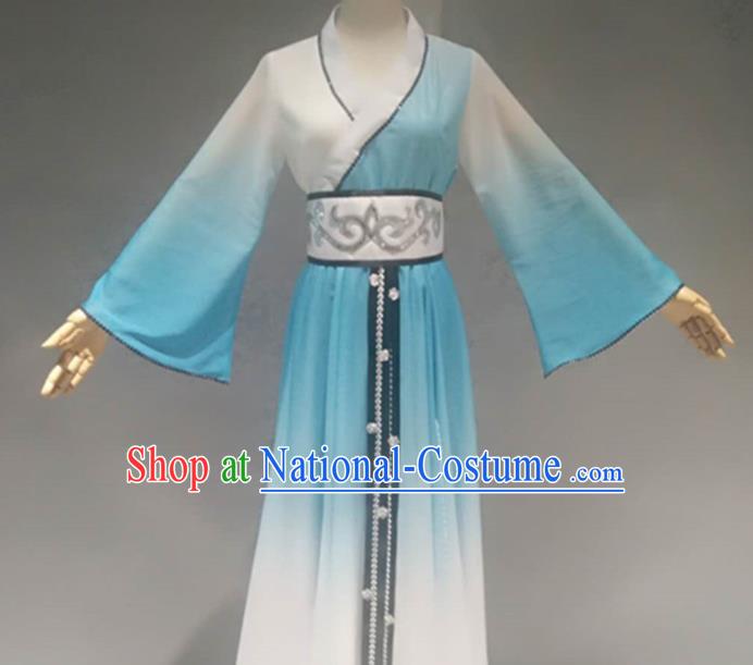 Traditional Chinese Classical Dance Costume China Stage Performance Dance Blue Dress for Women